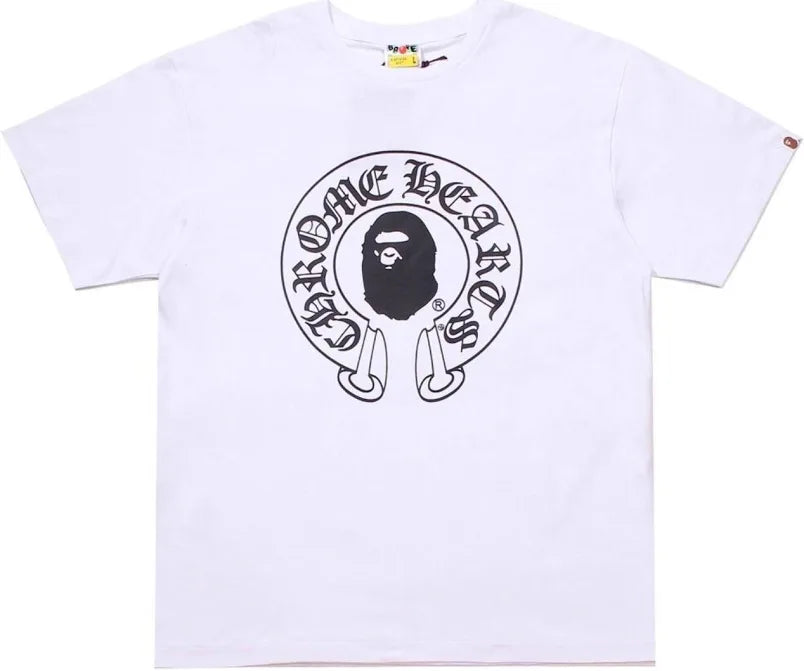 White chrome heart x bape