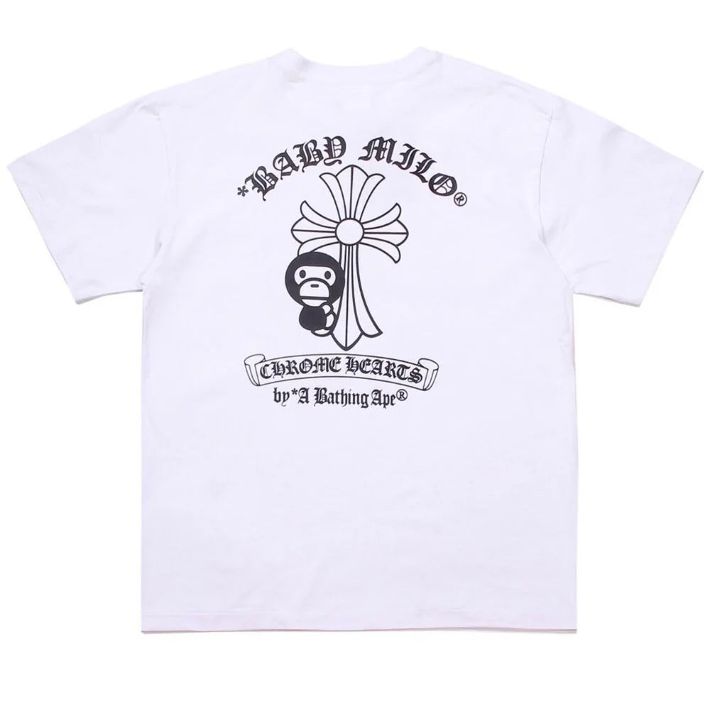 White chrome heart x bape